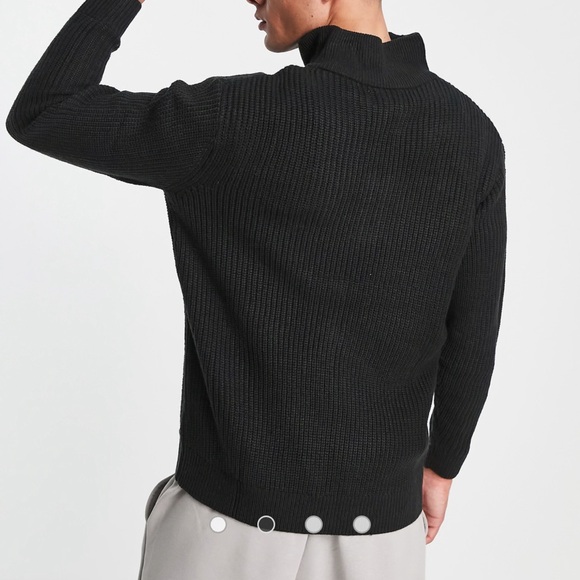 Pull & Bear Men’s Chunky Ribbed Knit Quarter Zip Sweater - Size M - Picture 4 of 10
